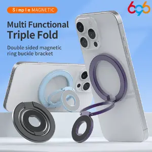 Magsafe Magnetic Phone Metal Stand, Foldable Ultra-Thin Zinc Alloy Desktop Holder, Rotatable Dual-Sided Magnet Stand, Multifunctional Folding Ring, Cell Phone Stand, Magnetic Phone Grip, Magnetic Smartphone Holder, Cell Phone Mount