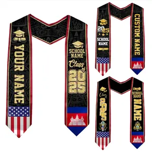 Cambodian Graduation Stole, Cambodian Flag Graduation Stole, Customize Cambodian American Flag Graduation Sash 2025