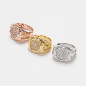 [ICE HUE]18K Gold Vacuum Plated Copper with 5A+ Sri Lanka Zircon AP Watch Design Ring Miami Italy Mexico & Micro Inspired for Women & Men Luxury Jewelry,Daily Wear,Casual Gift Hip Hop, StyleTikTokShopBlackFriday