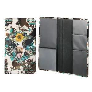 Cow Sunflower Car Registration & Insurance Card Holder | Trendy Aesthetic Auto Document Organizer | Cute Car Accessories for Glove Box