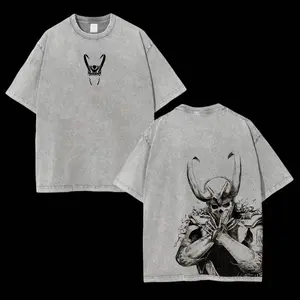 [Comics Zone] Skeleton Loki Retro Oversized Heavyweight Cotton Vintage Washed Tee, Comics Superhero Shirt, Classic Movie Lover T-shirt,Vintage Film Buff Gift Shirt For Superhero Fan Graphic Menswear 6OD