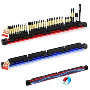 2PCS Magnetic Slidable Drill Bit Holder, 80 Holes Bit Storage with Strong Magnetic Rail, Screwdriver Drill Bit Organizer for Your Specialty(Bits Not Included)