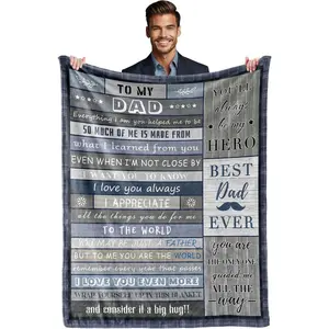 Fathers Day Blanket Gift for Dad from Daughter Son Anniversary Birthday Gifts 50x60 Daddy Throw Blankets Inspirational Quotes Throws Soft Flannel Father Papa Couch