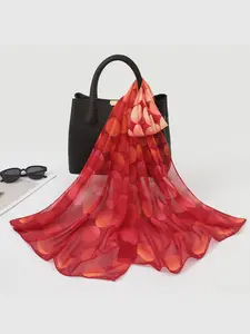 Women's Geometric Print Chiffon Scarf, Loose-Fit Fashion Neck Warmer, Spring & Fall Lightweight Sun Protection Wrap, Casual Style Accessory