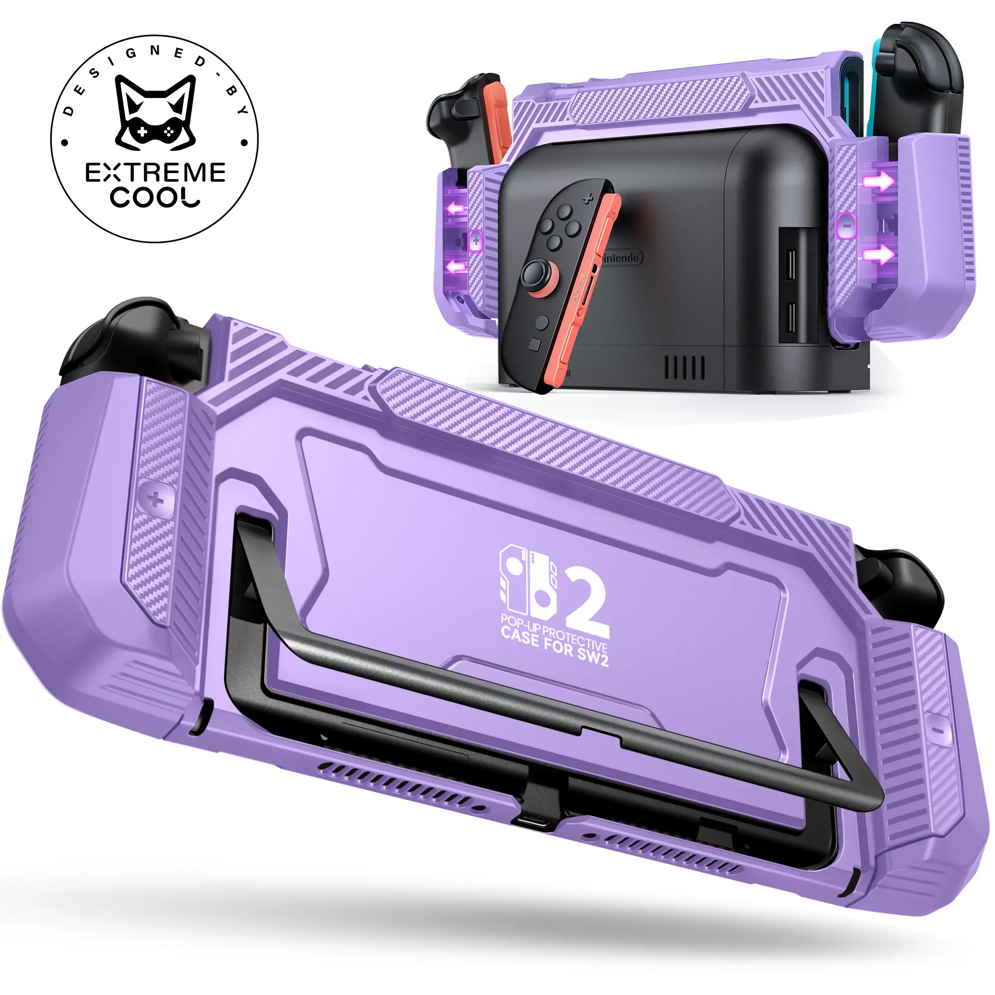 ESYWEN Dockable Case for Nintendo Switch 2, [Exclusive Pop-up Joy-Con Quick Release] [Military-Grade Protection] [Stand Compatible] Protective Case with Ergonomic Grip, Console Shell