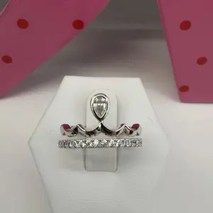 (R31) Silver Elegant Ring with Diamond for Women - Pear Cut Centerstone & Diamond Band - Perfect for Special Occasions