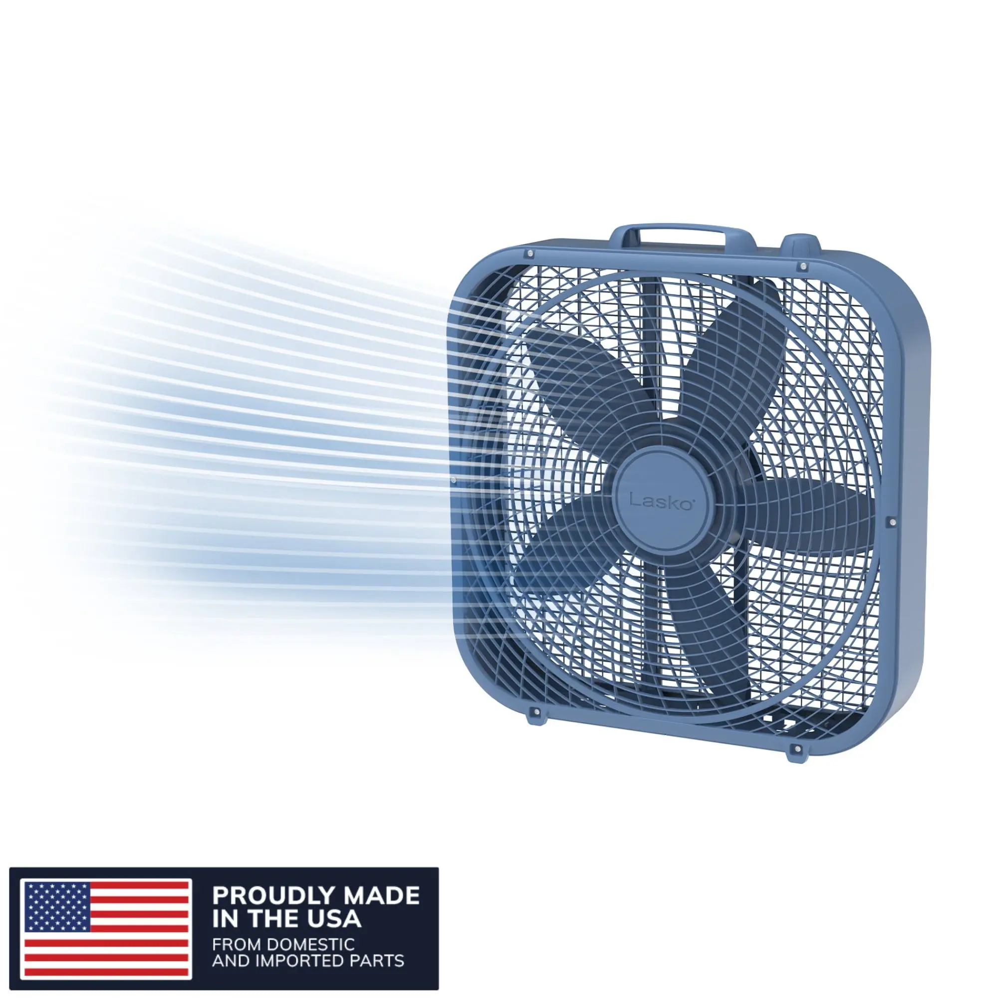 Lasko 20" Cool Colors Classic Box Fan with Weather-Resistant Motor, Portable Cooling Floor or Window Fan, 3 Speeds, Laguna Blue, B20312