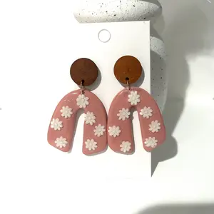 Flower arch polymer clay earrings