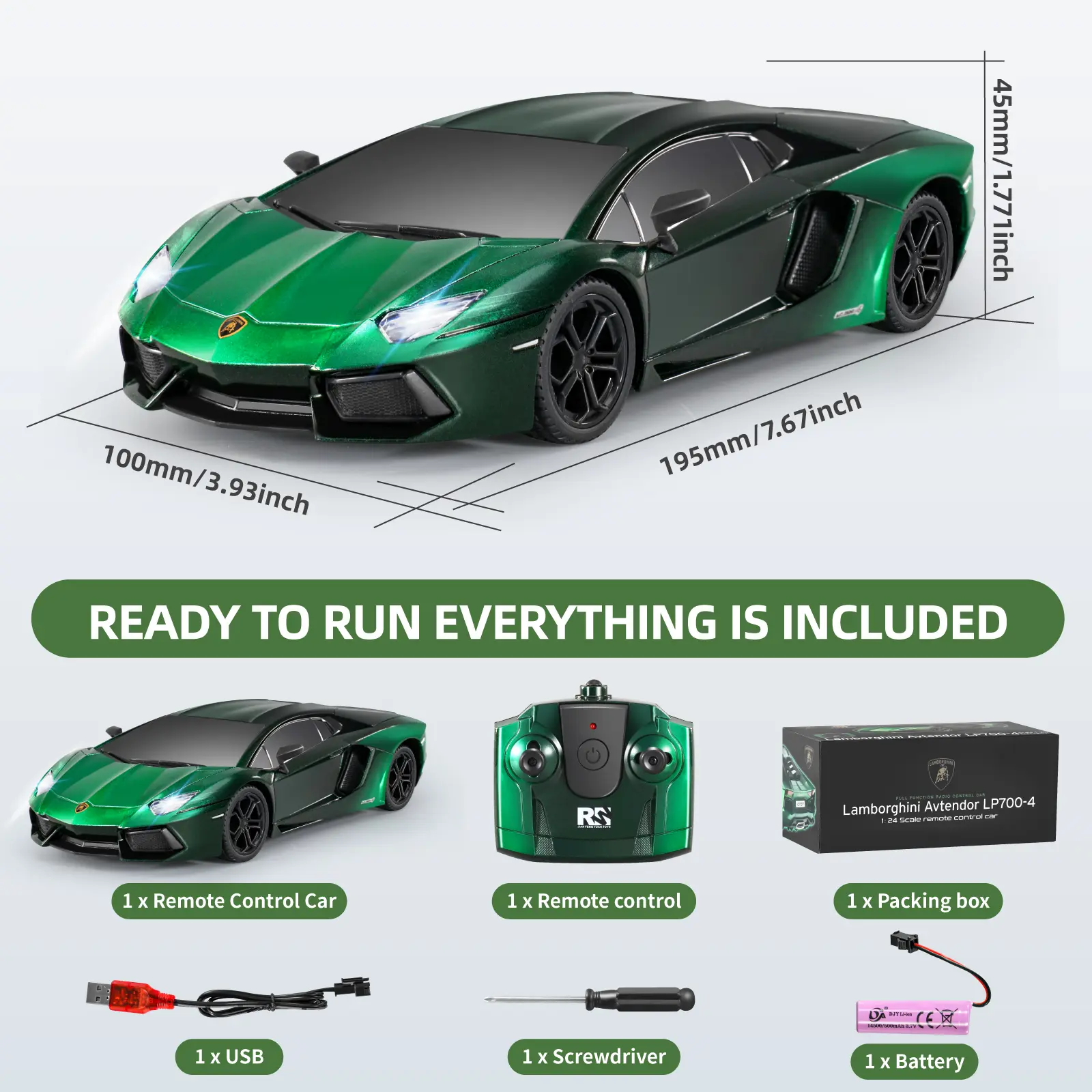 MIEBELY 1:24 Scale Authentic Lamborghini LP700 RC Car Collectible - Car Theme Toy, 3.7V 500mAh Fast Drift Race Model, Unisex Children Development Gift for 6-8 Yrs, 12-Month Support, Separately Packed Batteries & Cells