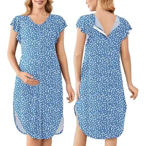 Ekouaer Labor and Delivery Gown 3 in 1 Nursing/Hospital/Breastfeeding/Maternity Flying Short Sleeve Nightgown with Button