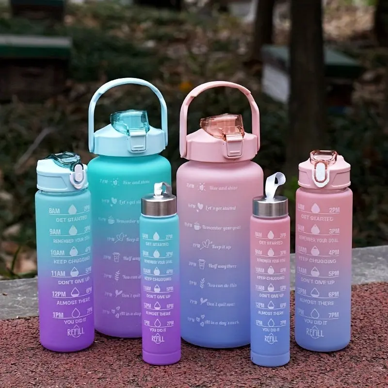 HydroFlow: The Ultimate 3-Piece Water Bottle Set for Enhanced Hydration and Tracking Hourly Goals