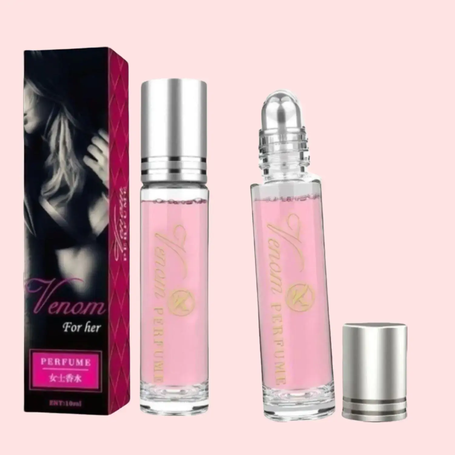 2PCS 0.34oz Pheromone Perfume,Phero Essenstial Perfume Oil for Woman, Roll-on Long-Lasting Attractive Perfume,Portable Mini Perfume Fragrance for Dates, Daily Wear
