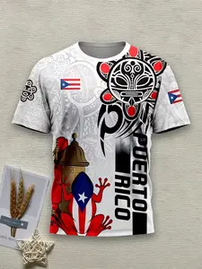 Men's 3D Digital Print Short Sleeve T-Shirt, Breathable 100% Polyester, Lightweight, Casual Round Neck, All Seasons