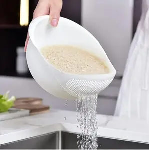 [New Deal] - Kitchen Colander Bowl Combo Strainer for Rice, Pasta, Vegetables, Fruits (White)