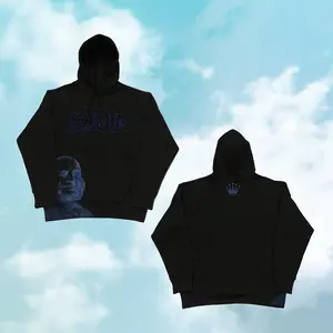 (ALL OVER PRINT) SDL Crown Black/Blue Hoodie, Oversized Streetwear Pullover, Trendy Urban Fashion Hoodie, Birthday Gift for Boyfriend