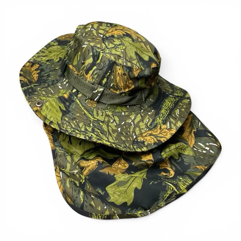 Summer Camouflage Boonie Hat, Wide Brim, Neck Flap, Fishing, Hunting, Sun Hat, Summer hat