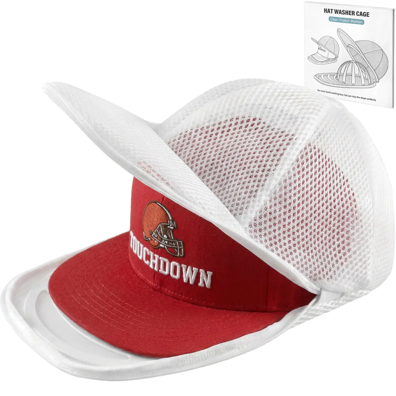 Hat Washer Cage for Dishwasher, Upgraded Baseball Cap Washer, Durable Hat Cleaner Frame, Keeps Caps Shape Safe, Fits Flat Curved Brim Hats，Hat Washer Cage Suitable for Adult and Kid's