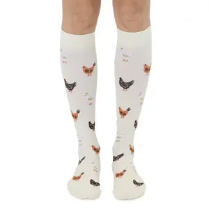 Chicken Compression | Moisture-Wicking Nylon Graduated Compression Socks – Lightweight Padded Support with Cushion Bottom – Casual & Breathable - Unisex Daily Wear