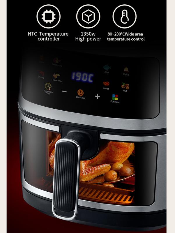 Air Fryer, 6 Qt Air Fryer, Air Fryer Oven With 9 Cooking Functions, Shake Reminder, Powerful 900W Electric Hot Air Fryer Oil-Free Cooker, Dishwasher Safe Nonstick Pan