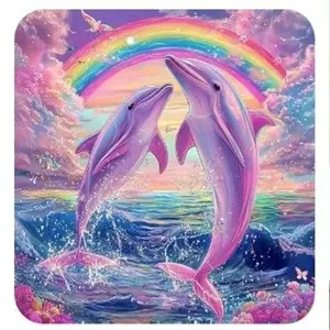 Dolphin Pattern DIY Diamond Arts Colorful Painting Kit without Frame, 5D Diamond Decor Painting by Numbers Kit, DIY Wall Art Decor