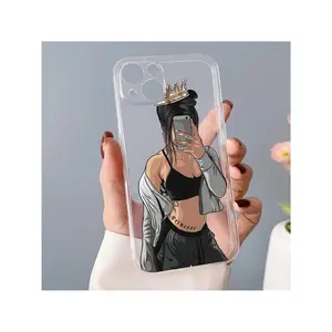 Phone Case, 1 Count Selfie Girl Pattern TPU Anti-Drop Protective Case, Shockproof Cases Cover Phone Cases For IPhone 11 12 13 14 15 16 Series