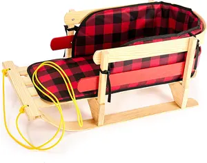Exceptional Concepts Baby Snow Sled with Seat Belt - Premium Canadian Quality Baby Pull Sled, Wooden Sleds for Snow with Cushion Seat and Pulling Rope