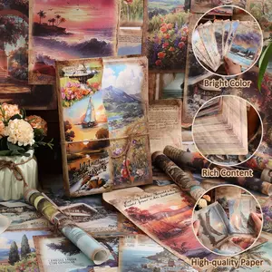 Natural Language Vintage Nature Scenery Non-Adhesive Scrapbook Paper Pack 160 Sheets Large Size 14cm x 20cm DIY Art Craft Planner Journal Supplies