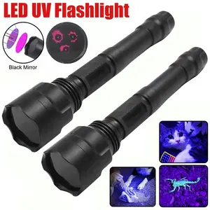 2-PACK 365nm Black Mirror UV Flashlight USB Rechargeable UV Light High Power Black Light Flashlight For Pet Urine Detection, Resin Curing, Minerals, Blood Tracking, Scorpion, Rockhounding, Yooperlites