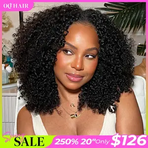 【250% 20" Only $126】OQ HAIR Afro Curly V Part Wig 180% 250% Density No Leave Out Thin Part Human Hair Wigs 0 Skill Needed Glueless Wig Beginner Friendly #TikTokShopBlackFriday