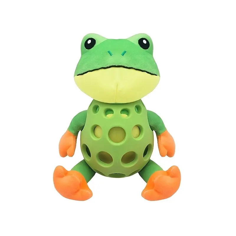Armor Frog Dog Chew Toy - Plush Green Frog With Squeakerfor Teething Relief & Fun Play - Pet-Safe, Durable, Ideal For All Dogs Dog Toys Squeaky Noise Puppy Surprise Gift, Without Battery