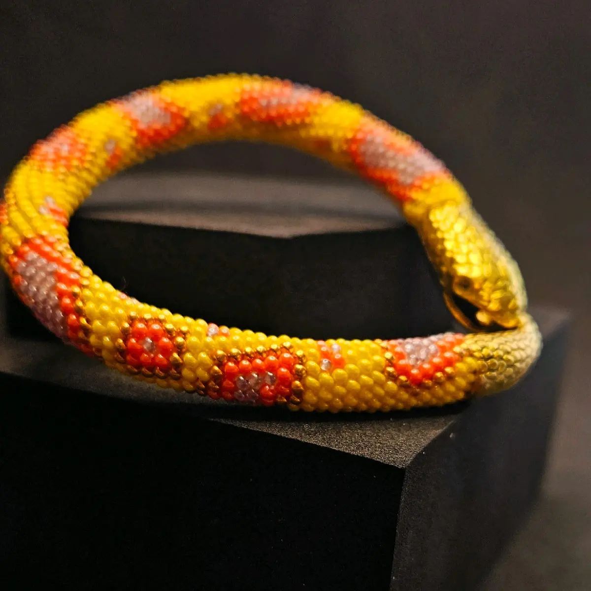 Exotic Beaded Banana Python Bracelet - Handcrafted Elegance