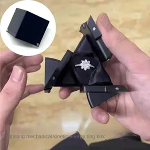 Plastic Kinetic Energy Ring Box Rotating Mechanical Deformation Jewelry Storage Display Box Creative Proposal Cube Boxes