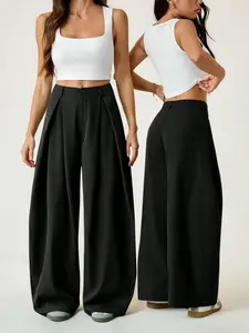 High-Waisted Pleated Wide-Leg Suit Pants for Women, Flowy Slimming Loose Balloon Pants, New Commuter Casual Pants