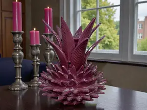 Candle Holder Mexican pottery, Pineapple decor, Mexican decoration, Pineapple sculpture, Glazed clay pineapple, Pottery from Michoacan