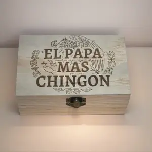 El Papa Mas Chingon Custom Engraved Graphic Shot Glass Set in Wooden Box Durable Drinking Glasses for Father's Day & Special Occasions Stylish Drinkware Gift Perfect for Birthdays Anniversaries and Retirements