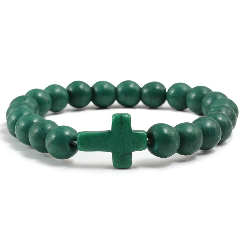 Cross deep turquoise bracelet