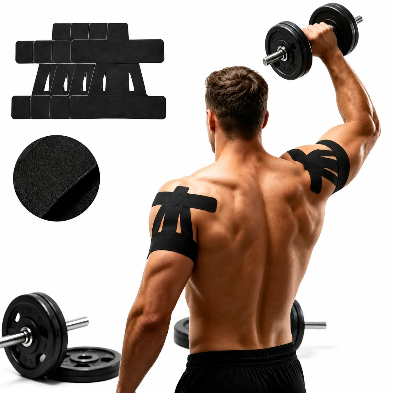 10pcs Pre-Cut Shoulder Kinesiology Strips - Waterproof, Quick Dry, Ergonomic Positioning, Breathable for Pain Relief, Shoulder Support, Basketball & Gym Use