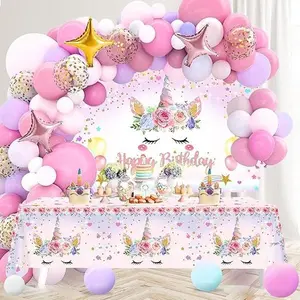 Unicorn Birthday Decorations for Girls,118pcs Unicorn Theme Birthday Party Supplies with Unicorn Balloon Garland Arch Kit