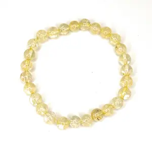 Citrine Beaded Stretch Bracelet 6mm | Joy Abundance Positivity, Healing Crystal Jewelry, Gift for Her