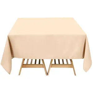 Premium Polyester Square Tablecloth 70"x70" Beige 220GSM Wrinkle-Resistant Table Cover