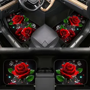 Rose Car Floor Mats Set of 4, Universal Fit, All-Weather Protection, Vehicle Interior Decoration, Perfect Gift Choice, Floor Mats for Car