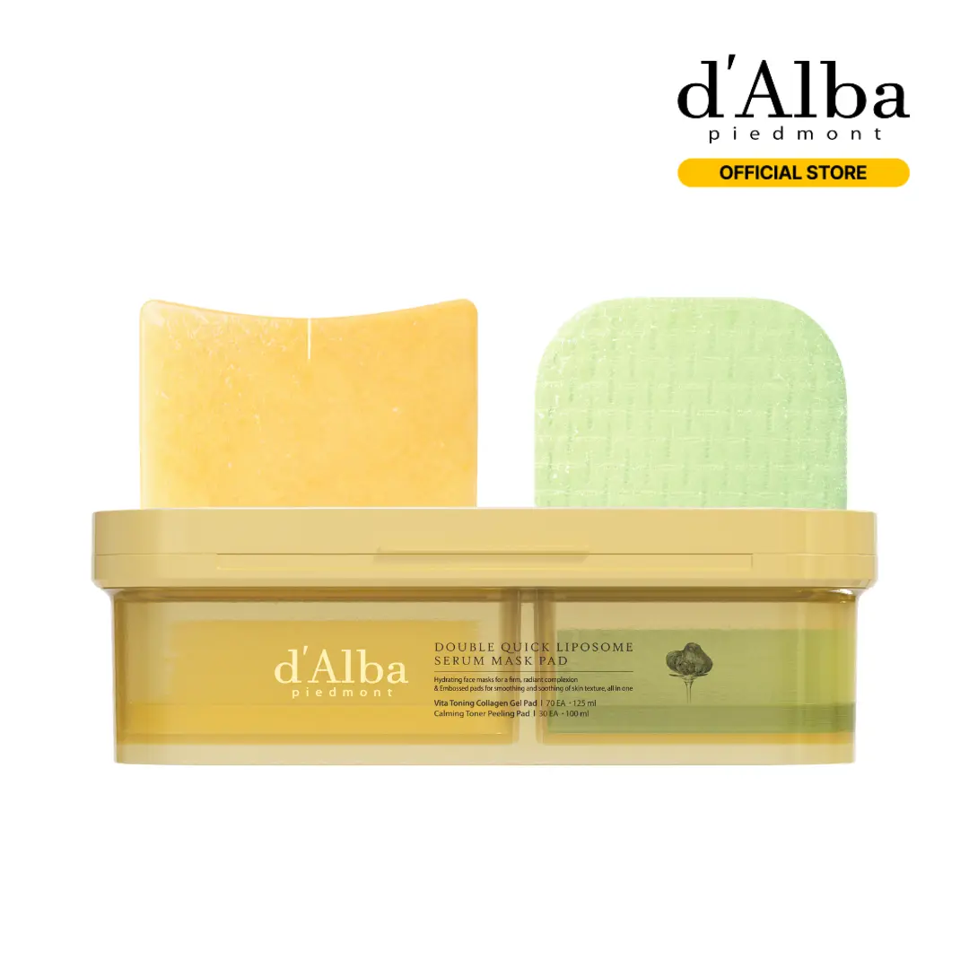 [NEW] [OFFICIAL d'Alba] Double Quick Liposome Serum Mask Pad, Vita Toning Collagen Gel Pads, 70 Count (4.23 fl oz / 125 mL) + Calming Toner Peeling Pads, 30 Count (3.38 fl oz / 100 mL)