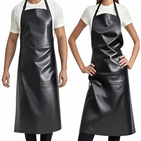 Adult Heavy-Duty Reusable Waterproof Rubber-Vinyl Bib Apron Set (2-Pack, 40" Extra Long Adjustable Cartoon) - 100% Waterproof, Oil & Chemical Guard, Wipe-Clean Smooth, Anti-Fluid Industrial Work Aprons - Grill/Dishwash Compatible Home Supplies