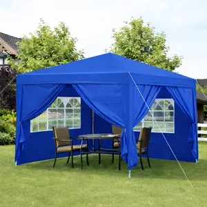 10x10Ft Outdoor Pop Up Gazebo Canopy Tent, Featuring Removable Zippered Sidewalls, 2 Windowed Sidewalls and 4 Weight Sandbags for Camping Hiking