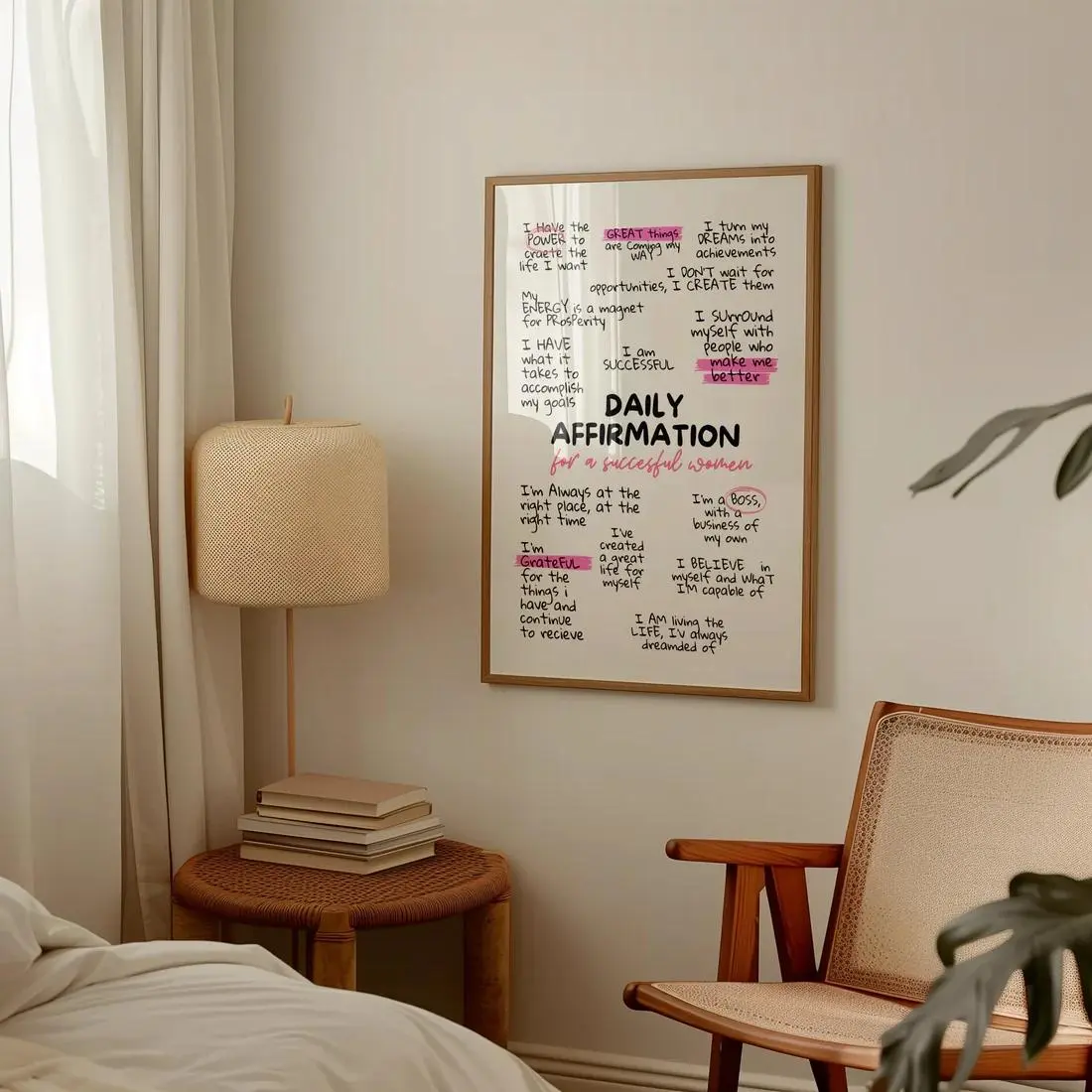 Daily Affirmation Canvas Painting, Modern Wall Art, Wall Decor for Home Living Room Bedroom Study Room, Poster, Art Wall Decoration