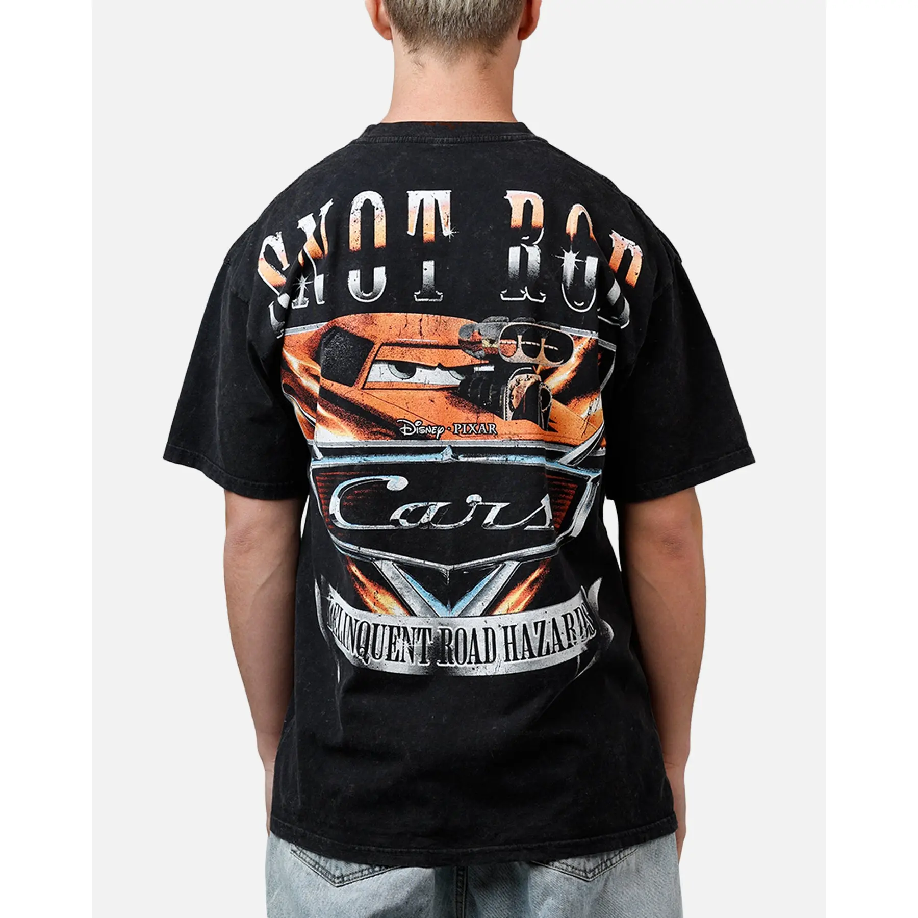 73Studio Disney And Pixar Cars Snot Rod Vintage T-Shirt Black Acidwash
