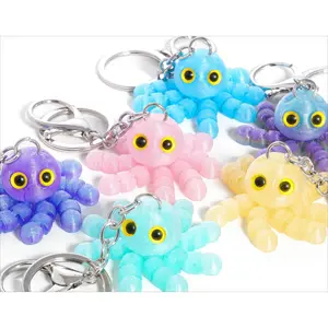 FuRise 3D Printed Octopus Keychain – Movable Pendant, Cute Bag & Car Charm, Birthday Gift, Holiday Present, Party Favor, Travel Souvenir