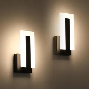 Modern LED Wall Sconces Up and Down Wall Mount Light Black 3000K Warm White Wall Lights Set of 2, Indoor Wall Lighting for Hallways, Bedrooms, Hallways, Living Room Indoor Wall Lights