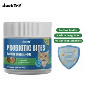 Just Try 300 Bites Probiotic Bites For Cats - With Bacillus Subtilis & FOS, Probiotic Supplement for Gut Health - Chicken Flavor - Cat Supplements 6.35 oz