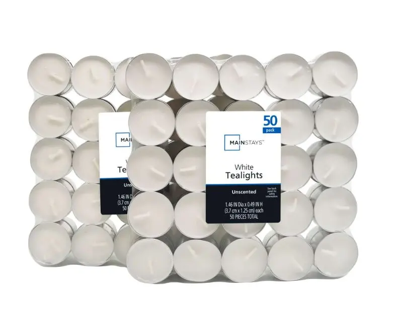 Mainstays White Unscented Indoor/Outdoor Tealight Candles,50 Count